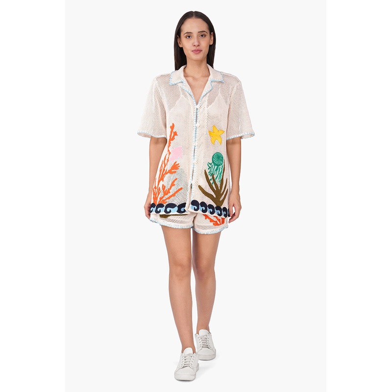 Ocean Multi Thread Embroidered Shorts