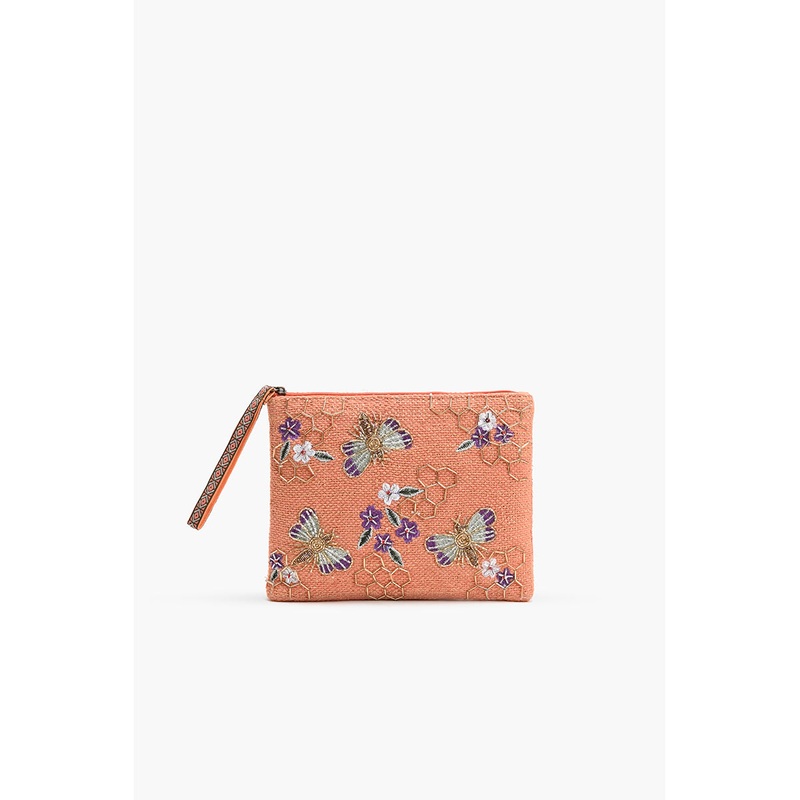 Orange Bee Wristlets Hand-Woven Jacquard Design