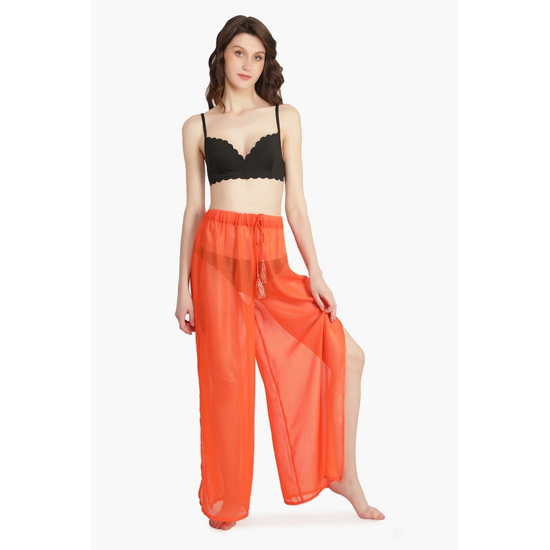 Orange Shimmer Sheer Cover Up Pants