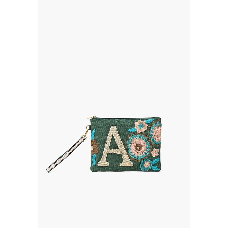Personalized Initial Embellished Wristlet Pouch
