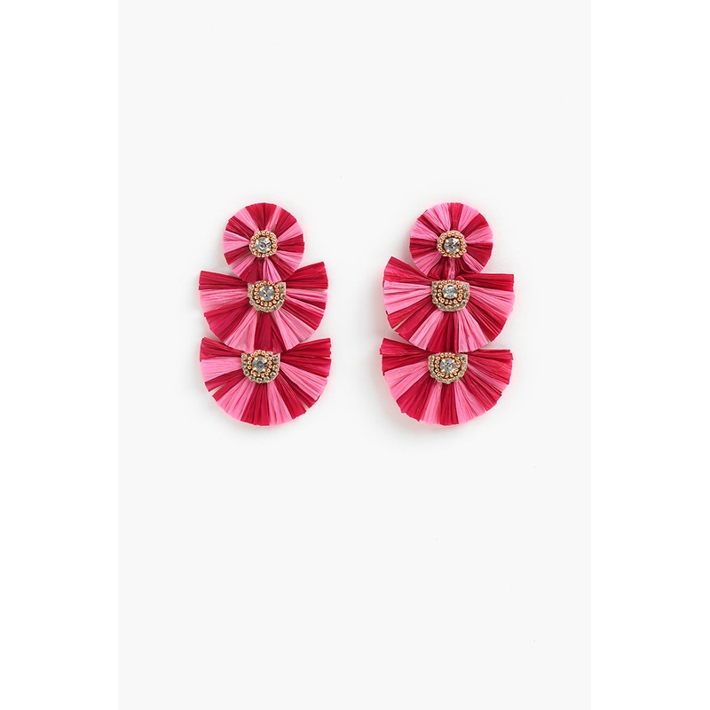 Pink Raffia Earrings