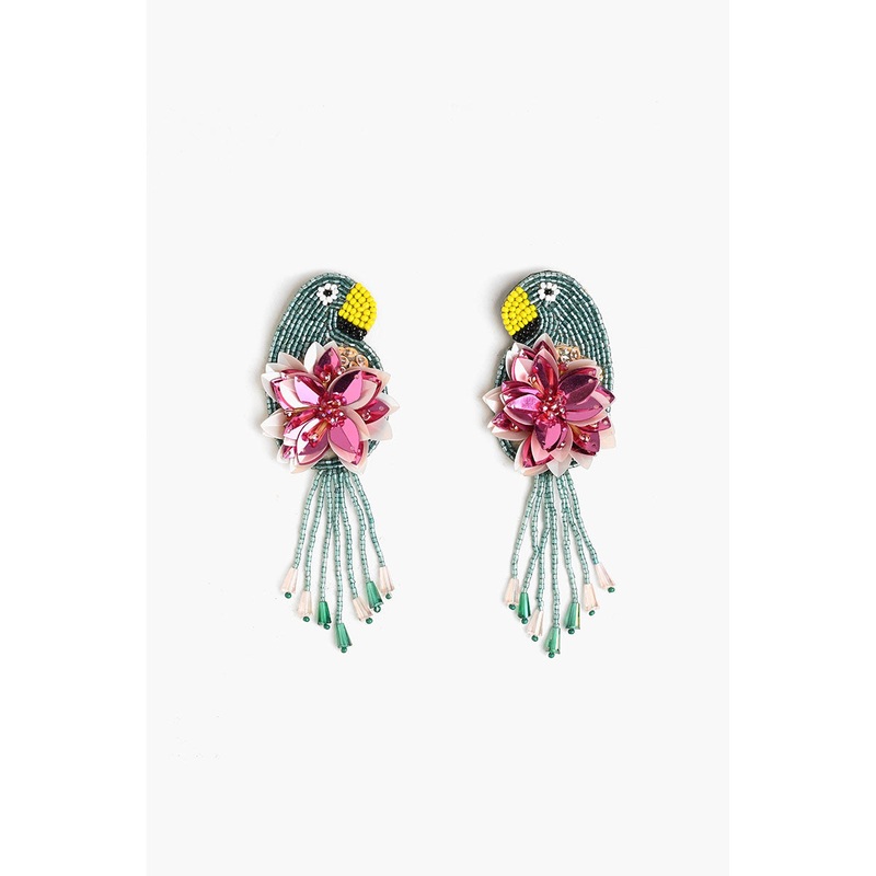 Retro Parrot Beaded Earrings