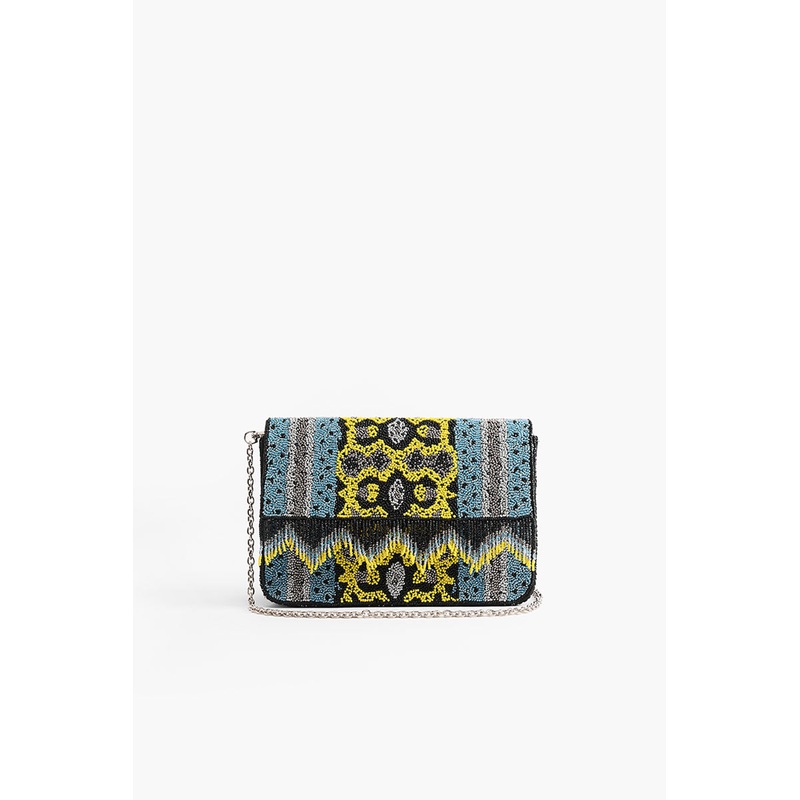 Snakeskin Bead Fringe Crossbody Bag