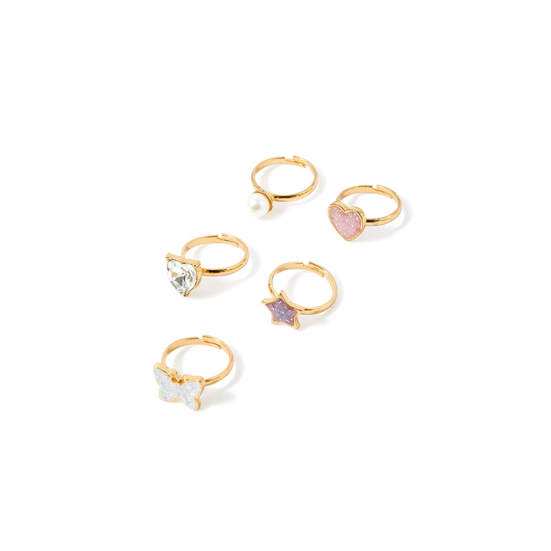Accessorize London Girls butterfly rings 5 pack