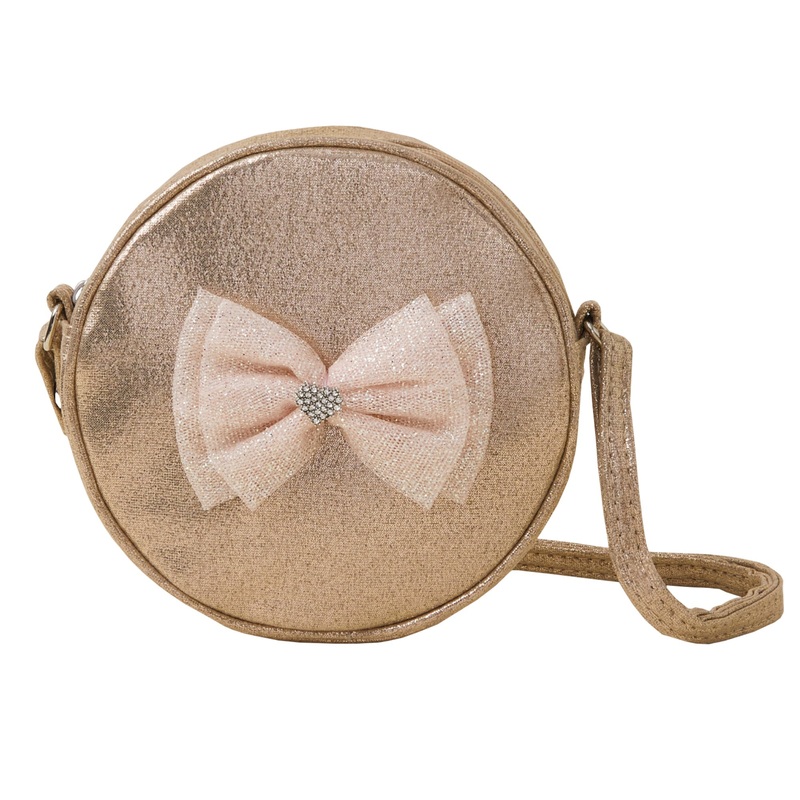 Accessorize London Gold Glitter Bow Round Bag