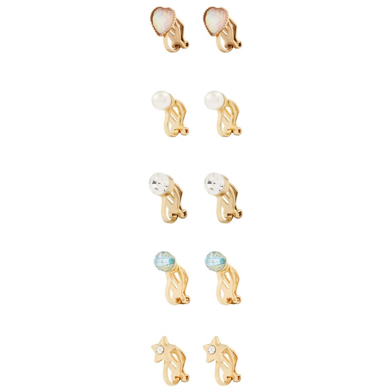 Accessorize London Pack Of 5 Pretty Clip On Earrings