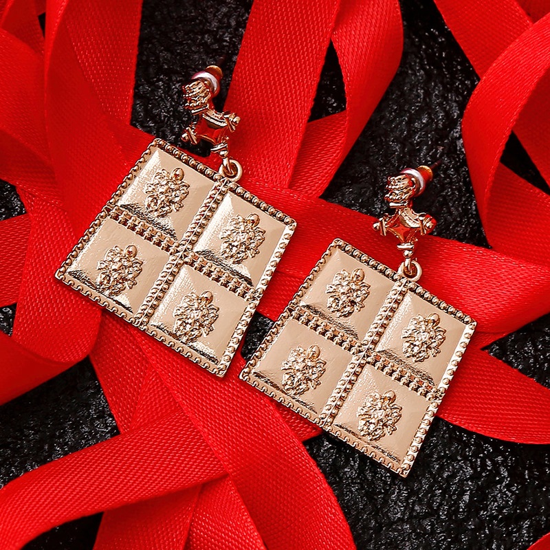 Accessorize London Square Golden Alloy Drop Earrings