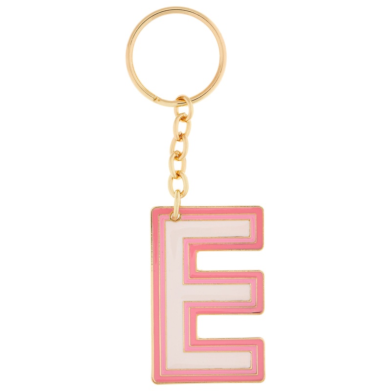 Accessorize London Women's Enamel Metal Initial Keyring - E