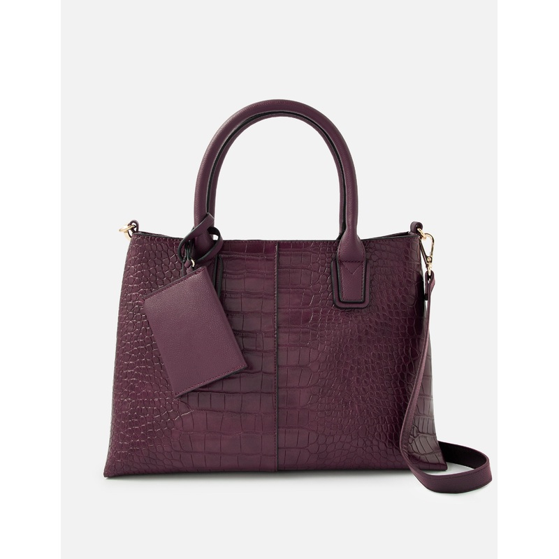Accessorize London Women's Faux Leather Burgundy Caroline Handheld Bag