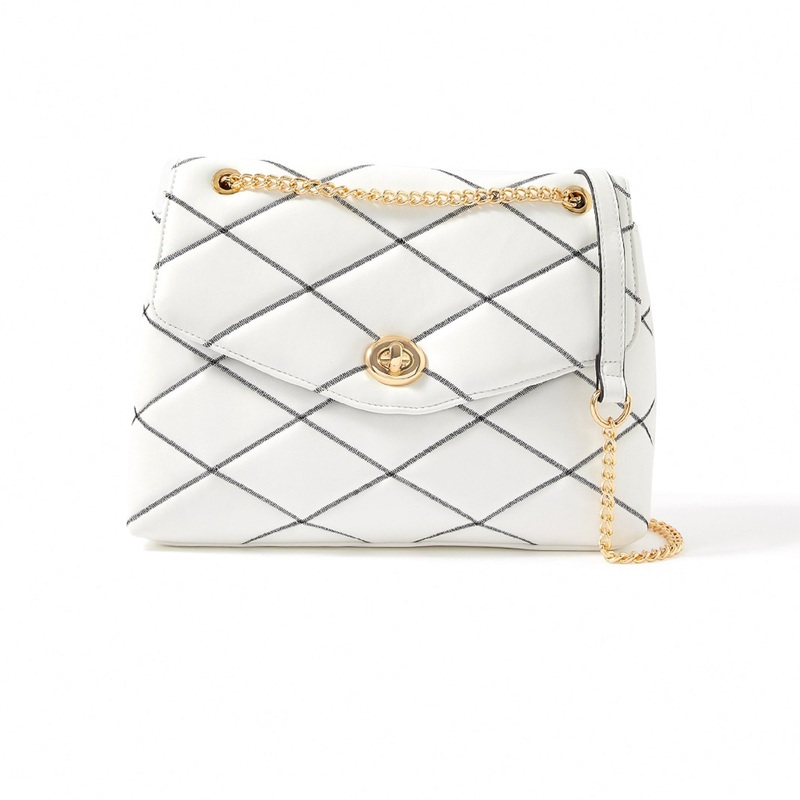 Accessorize London women's Faux Leather White Ava Quilt Shoulder Sling bag