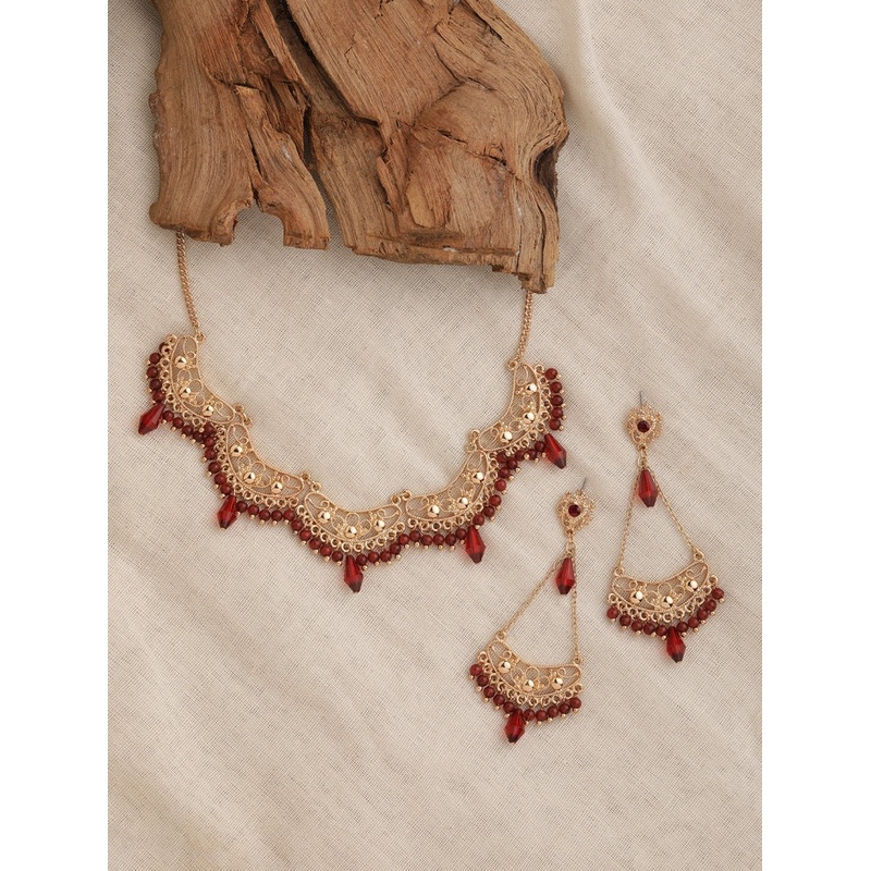 Accessorize London Women's Golden Red Long Earring