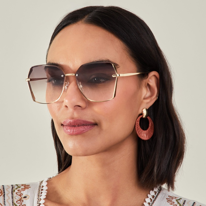 Accessorize London Women's Metal Bevelled Edge Sunglasses