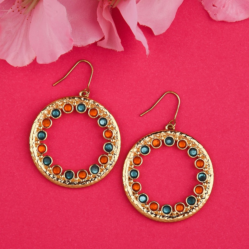 Accessorize London Women's Multi Color Gem Hoop Earring