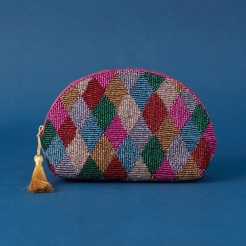 Accessorize London Women's Multi Harlequin Curve Make Up Bag