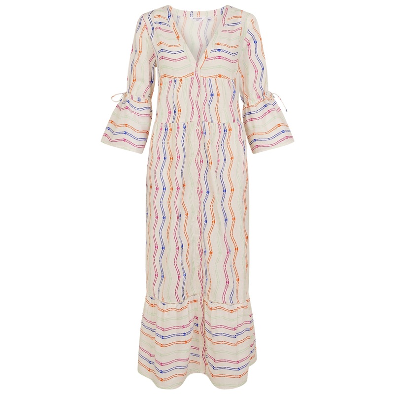 Accessorize London Women's Multi Stripe Flute Sleeve Dress Large