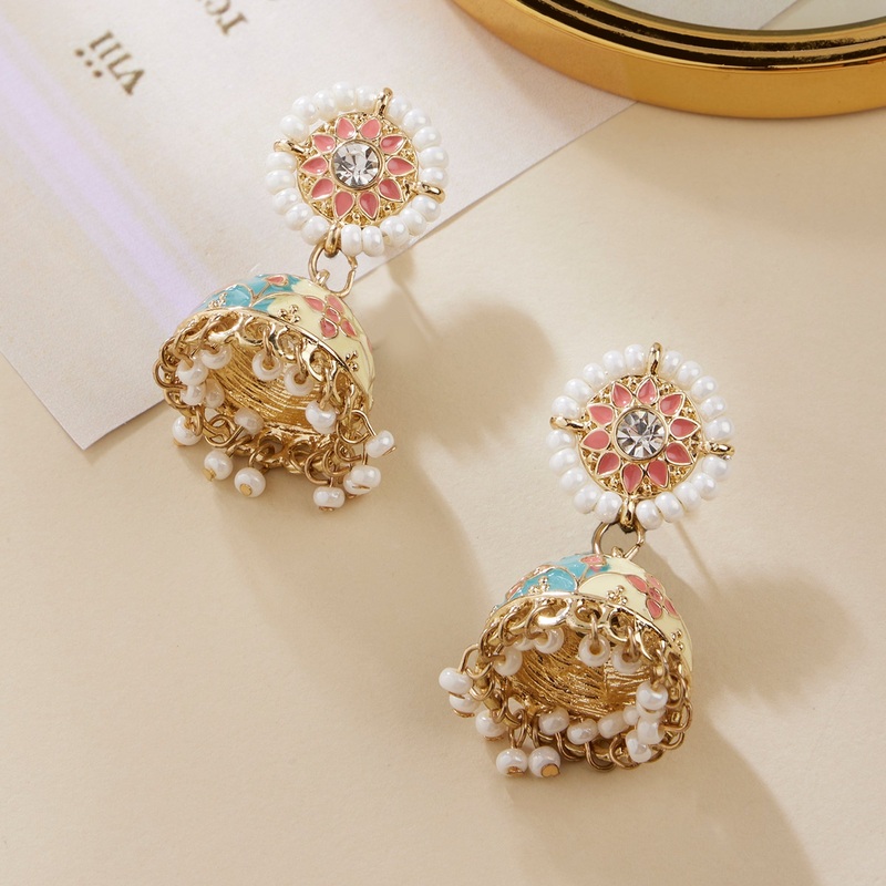 Accessorize London Women's Pastel Bule & Pnk Enamel Jhumka Earring