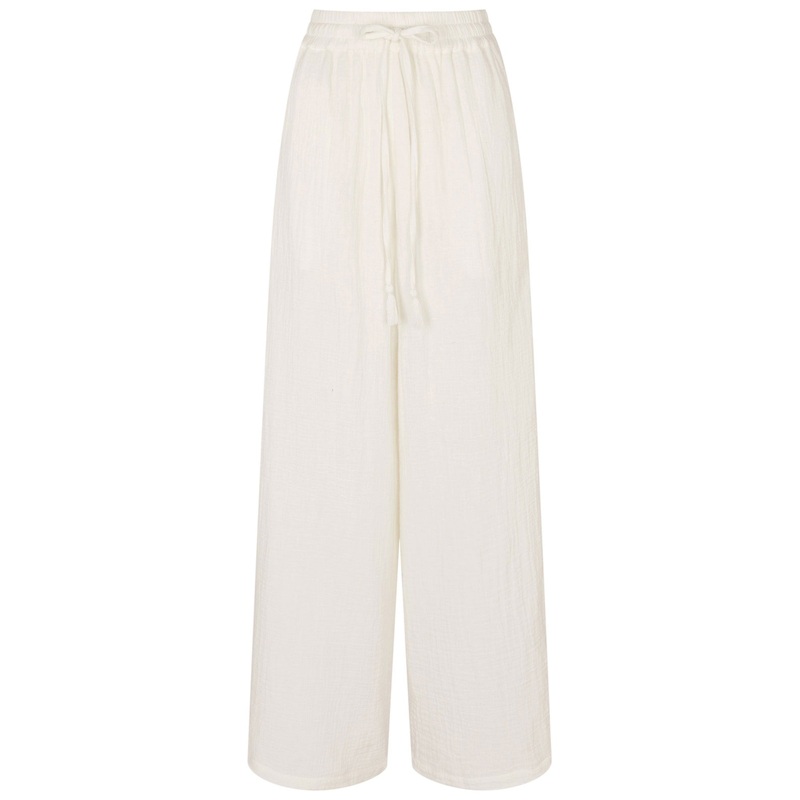 Accessorize London Women's White Crinkle Beach Trousers Medium