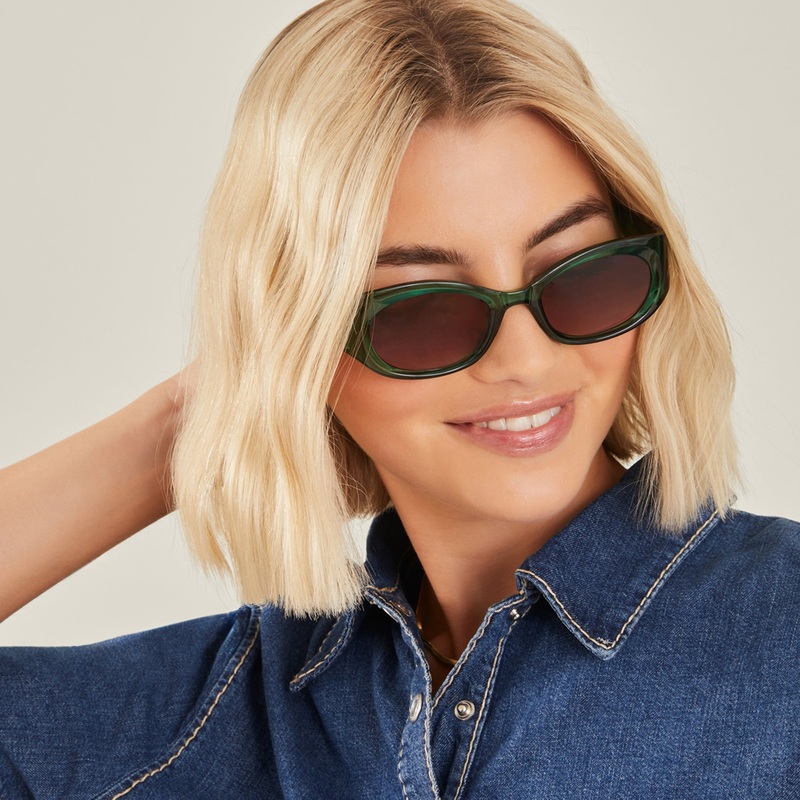 Green Sporty Flat Edge Sunglasses