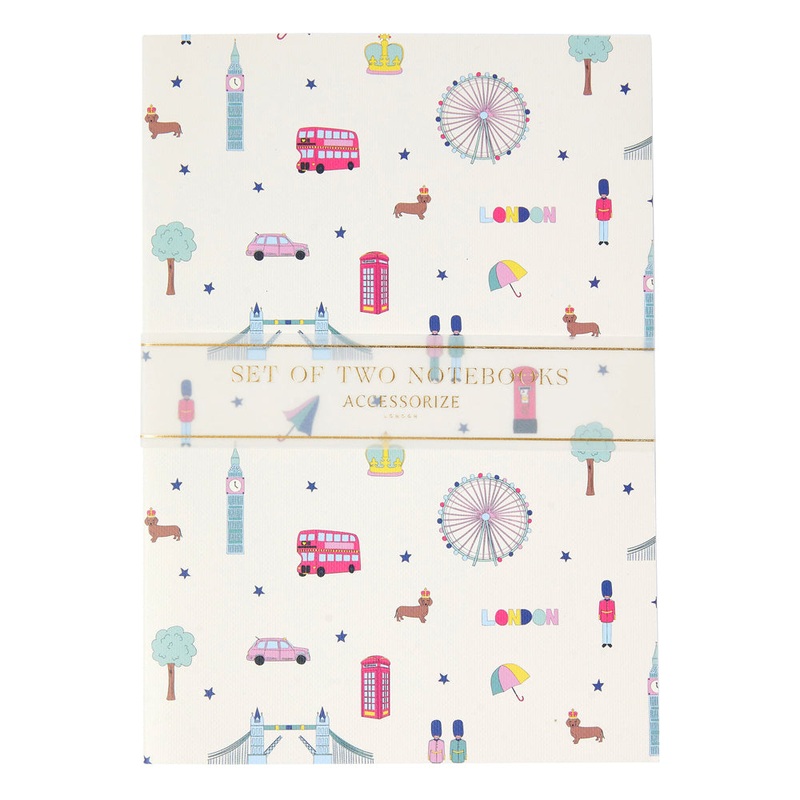 Accessorize London Girl's White London Print Notebook Pack Of 2