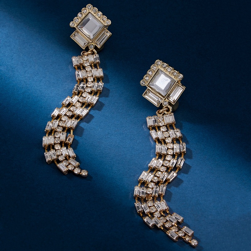 Accessorize London Women's Contemporizes Gold Crystal Deco Tassel Earring