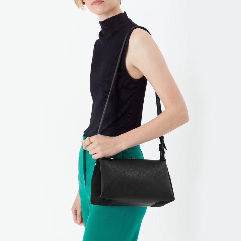 Accessorize London Women's Faux Leather Black Sofia Suedette Xbody Sling Bag