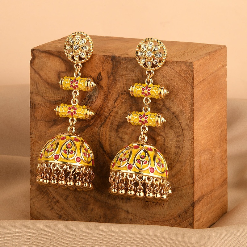 Accessorize London Women's Meenakari Dome Jumka Long Drop Earring
