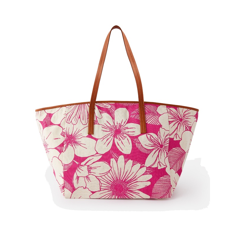 Accessorize London Women's Pink Floral Perla Print CottonShopper Bag