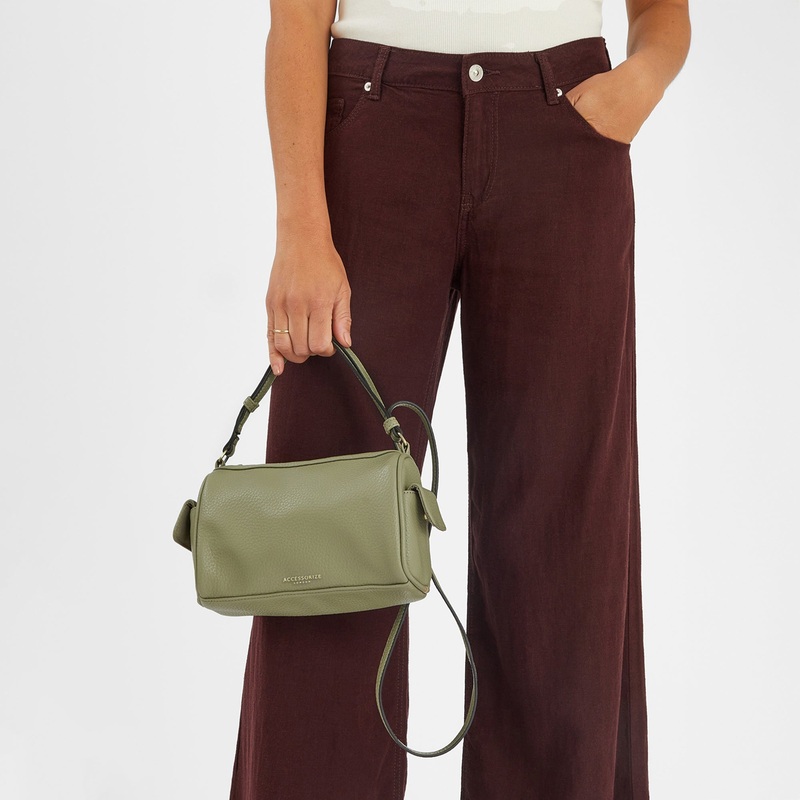 Green Faux Leather Sling Bag