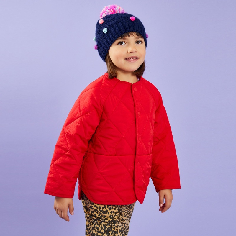 Pom Pom Beanie Hat Blue 7-12 years