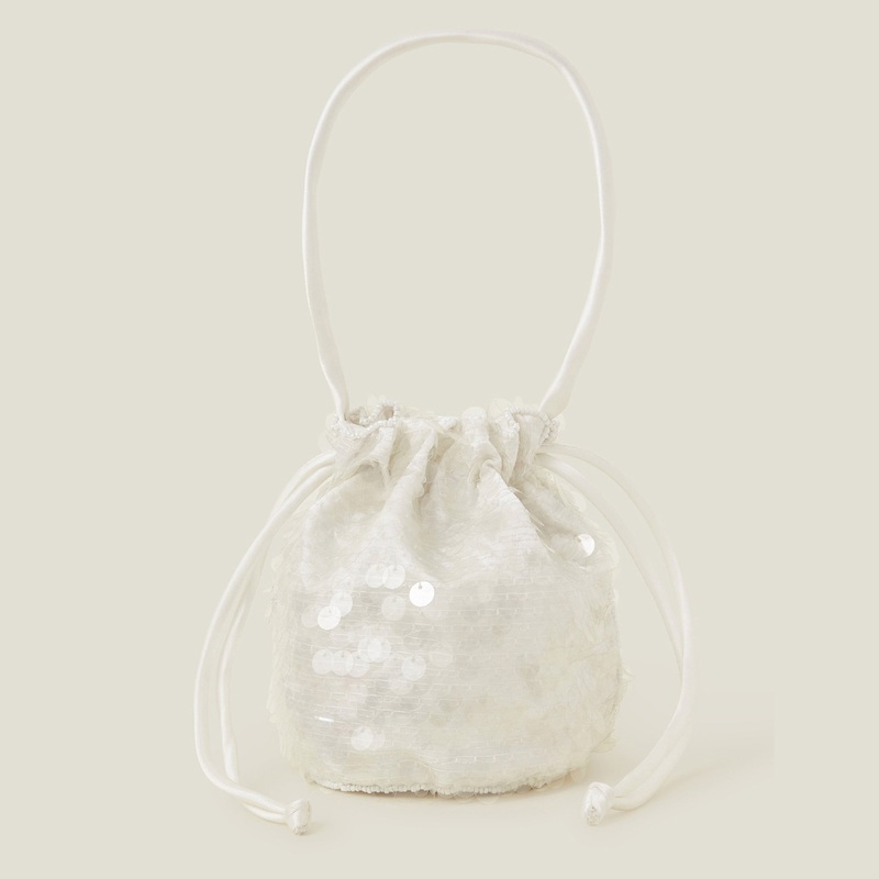 Sequin Drawstring Pouch Bag