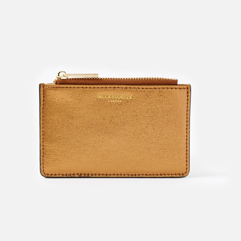 Accessorize London Metallic Shoreditch Card Holder Bronze