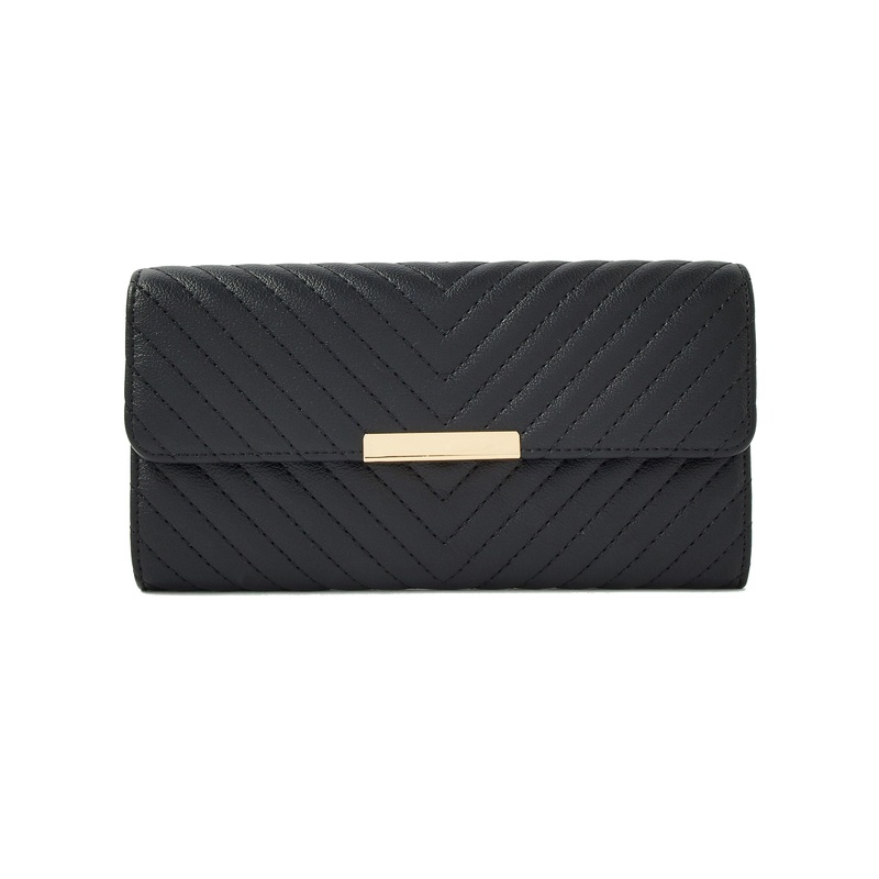 Accessorize London women's Black Large Quilt Wallet Purse