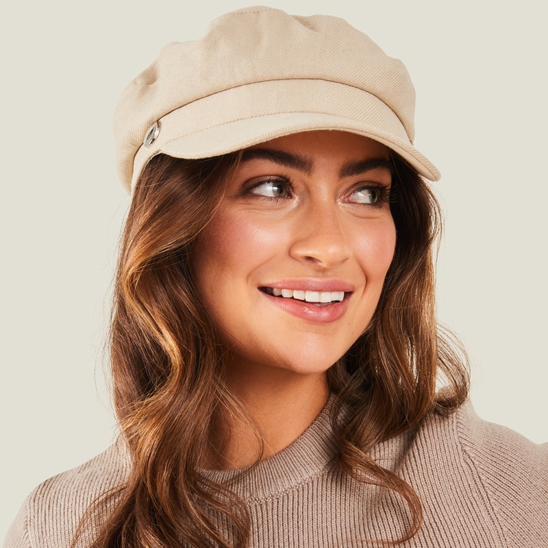 Accessorize London Women's Canvas Baker Boy Hat Camel
