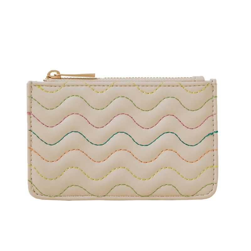 Accessorize London Women's Cream Quilt Card Holder Purse