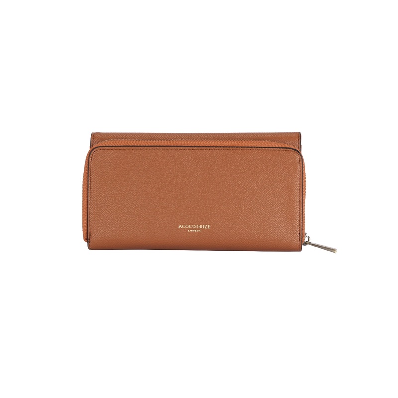 Accessorize London Women's Faux Leather Brown Butterfly Large Profile Wallet Purse
