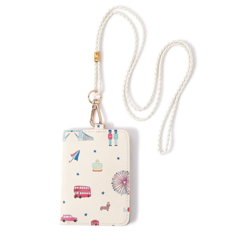 Accessorize London Women's Faux Leather Cream London Cardholder Lanyard