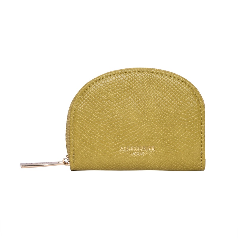 Accessorize London Women's Faux Leather Lime Crescent Coin Purse