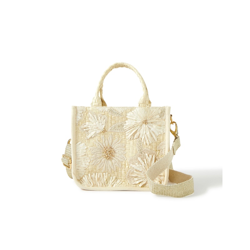 Accessorize London Women's Faux Leather Natural embroidered flower xbody