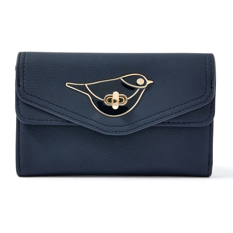 Accessorize London Women's Faux Leather Navy Enamel Chester Chubby Wallet