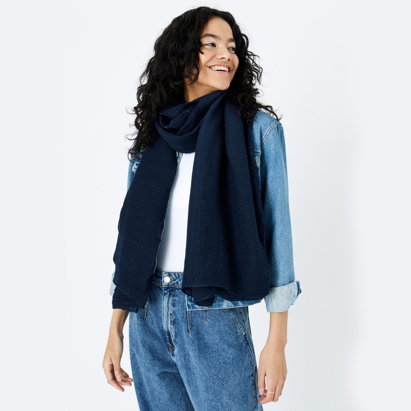 Accessorize London Women'S Glitter Pleat Scarf-Blue