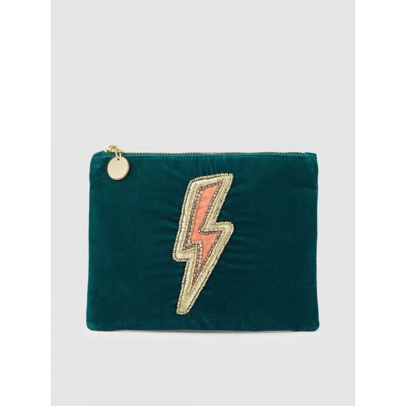 Accessorize London Women's Lightening Bolt Embroidered Pouch Wallet