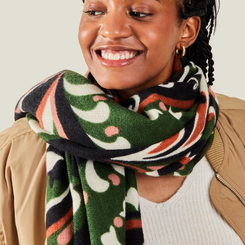 Accessorize London Women's Multi Paisley Print Blanket Scarf