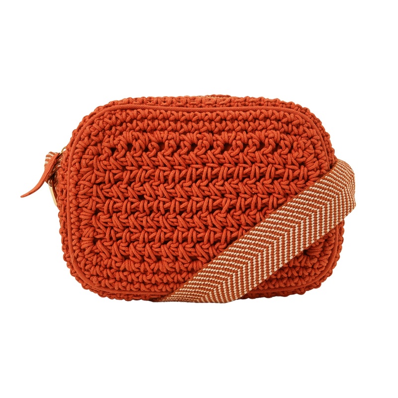 Accessorize London Women's Orange Macrame Camera Bag