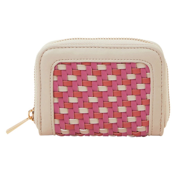 Accessorize London Women's Pink Weave Zip Around Wallet