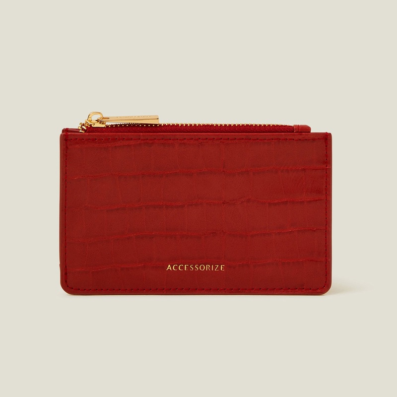 Accessorize London women's Red Croc Cardholder wallet purse