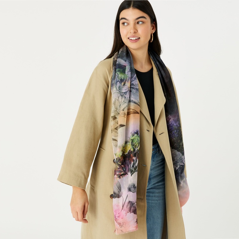 Accessorize London Women's Wildflower Landscape Print Scarf