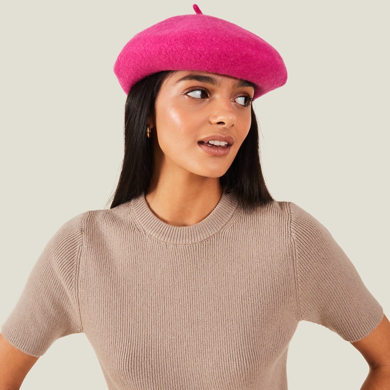 Accessorize London Women's Wool Beret Pink