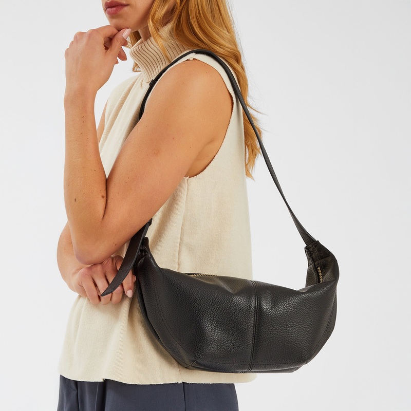 Black Pu Sling Trial Shoulder Bag