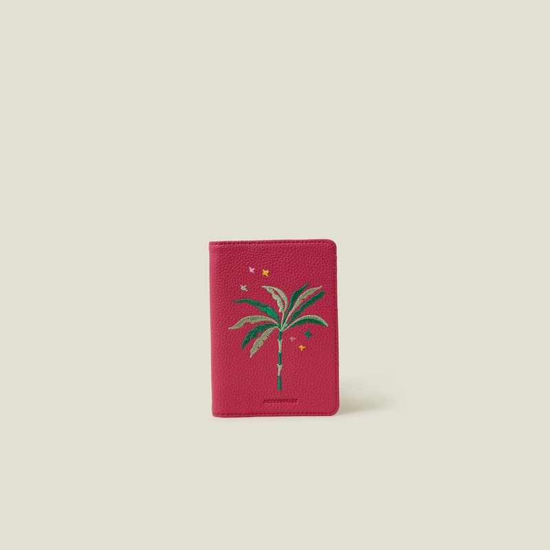 Pink Embroidered Passport Hold