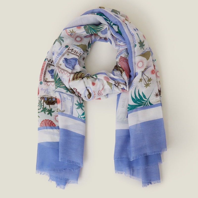 Pippa Postcard Print Scarf